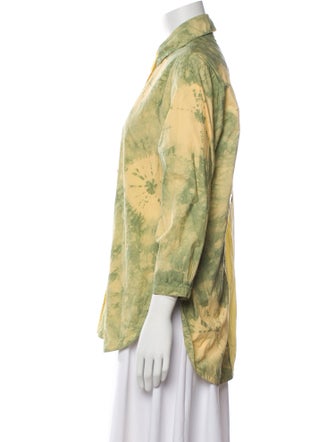 Proenza Schouler Printed Three-Quarter Sleeve Button-Up Top