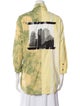 Proenza Schouler Printed Three-Quarter Sleeve Button-Up Top