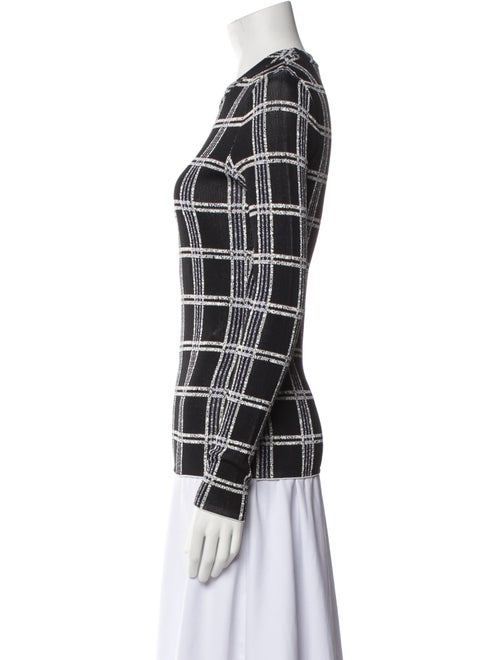 Proenza Schouler Plaid Print Crew Neck Button-Up Top