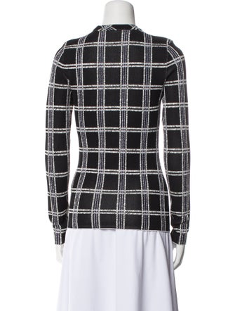 Proenza Schouler Plaid Print Crew Neck Button-Up Top