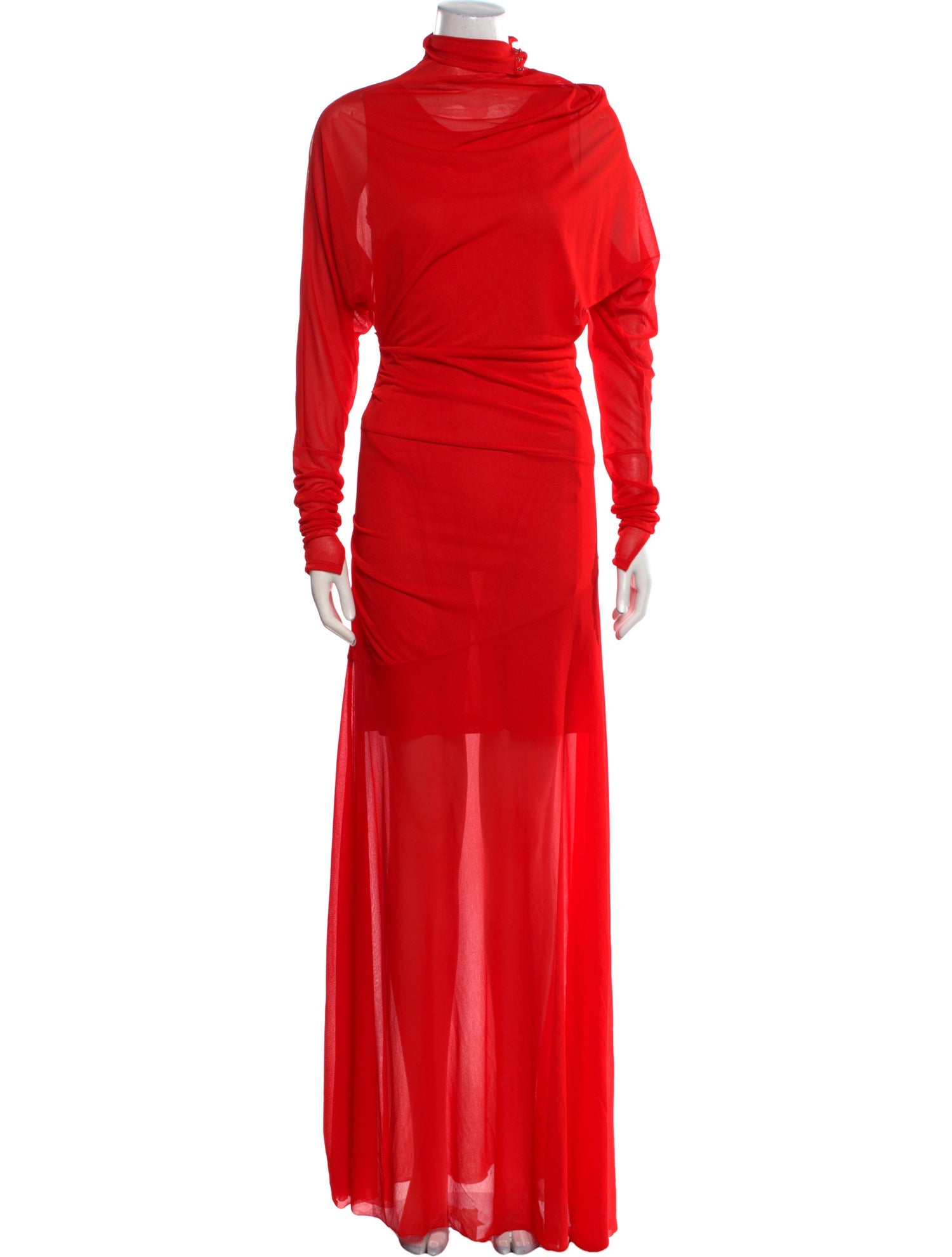 Self-Portrait Dot Mesh Gathered Midi Dress Midi Length Dress 