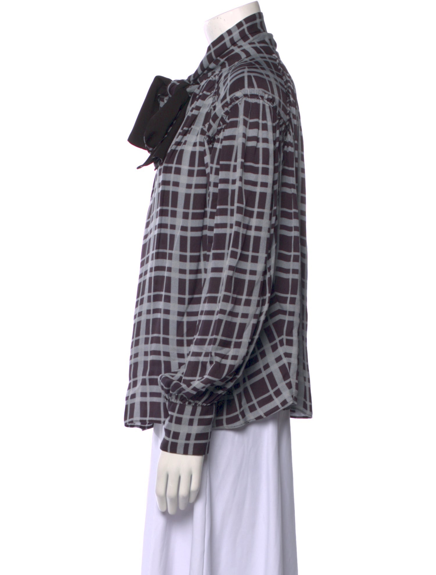 Proenza Schouler Plaid Print Long Sleeve Button-Up Top