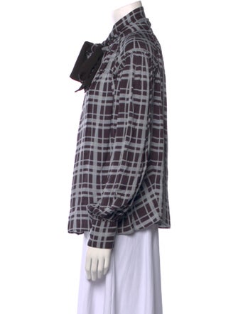 Proenza Schouler Plaid Print Long Sleeve Button-Up Top