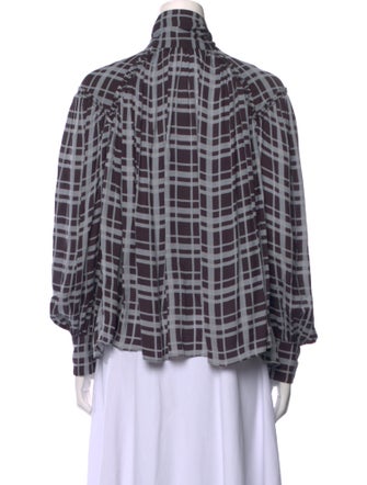 Proenza Schouler Plaid Print Long Sleeve Button-Up Top