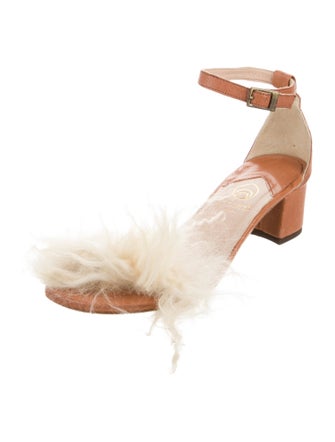 Proenza Schouler Leather Fur Trim Gladiator Sandals
