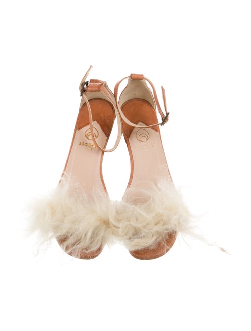 Proenza Schouler Leather Fur Trim Gladiator Sandals