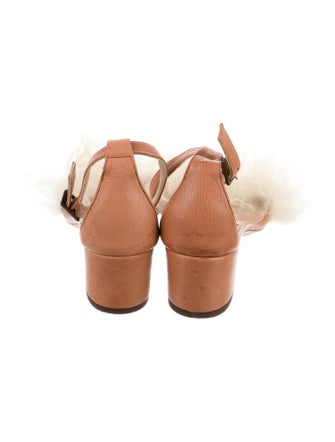 Proenza Schouler Leather Fur Trim Gladiator Sandals