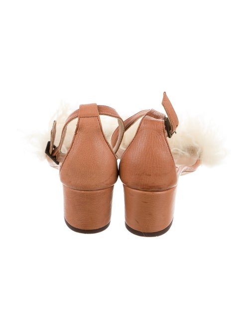 Proenza Schouler Leather Fur Trim Gladiator Sandals