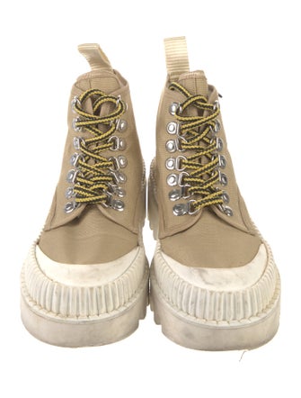 Proenza Schouler Canvas Colorblock Pattern Hiking Boots