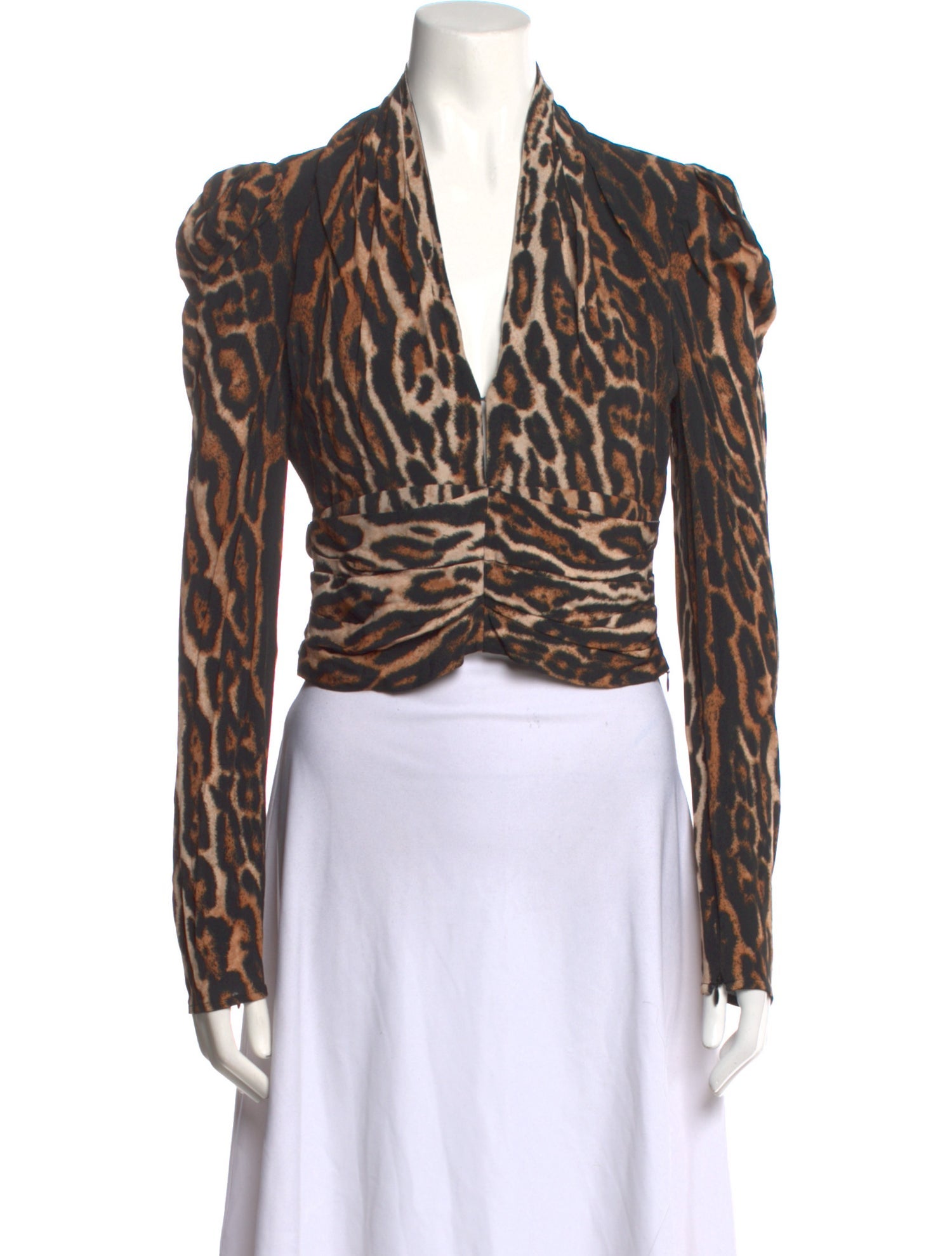 Proenza Schouler Animal Print V-Neck Crop Top