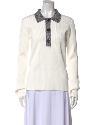 Proenza Schouler Tops Striped Long Sleeve Polo XL