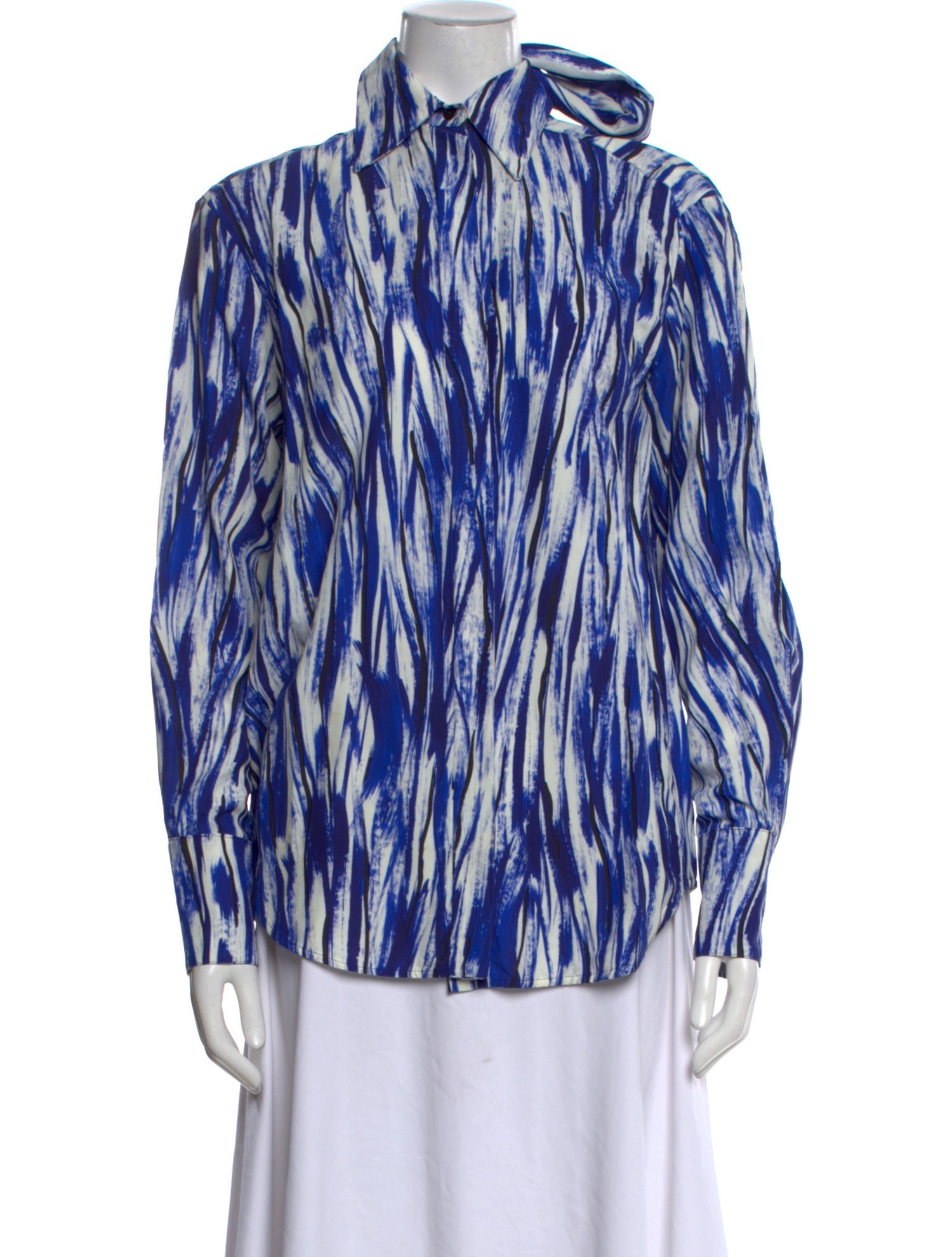 Proenza Schouler Printed Mock Neck Button-Up Top