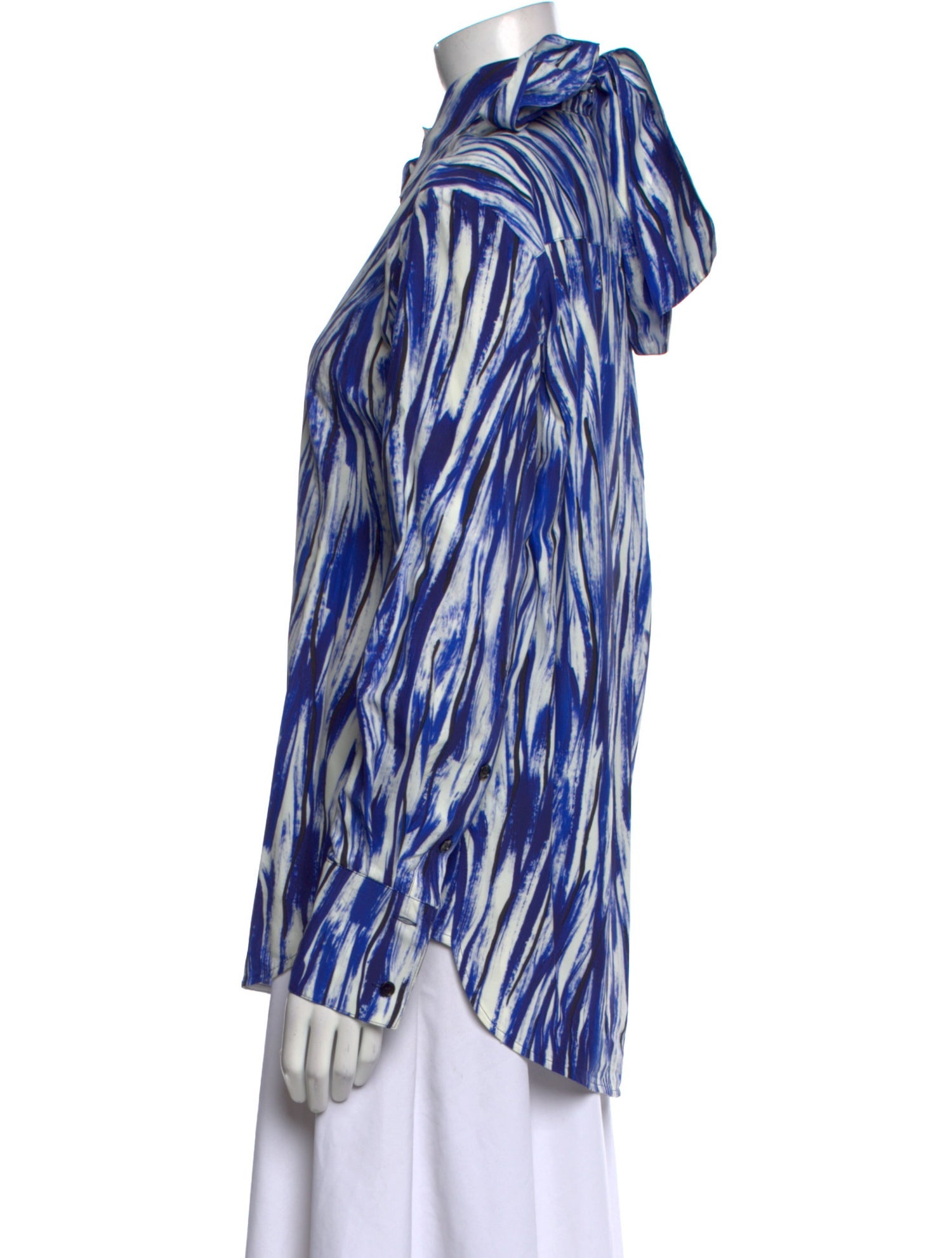 Proenza Schouler Printed Mock Neck Button-Up Top