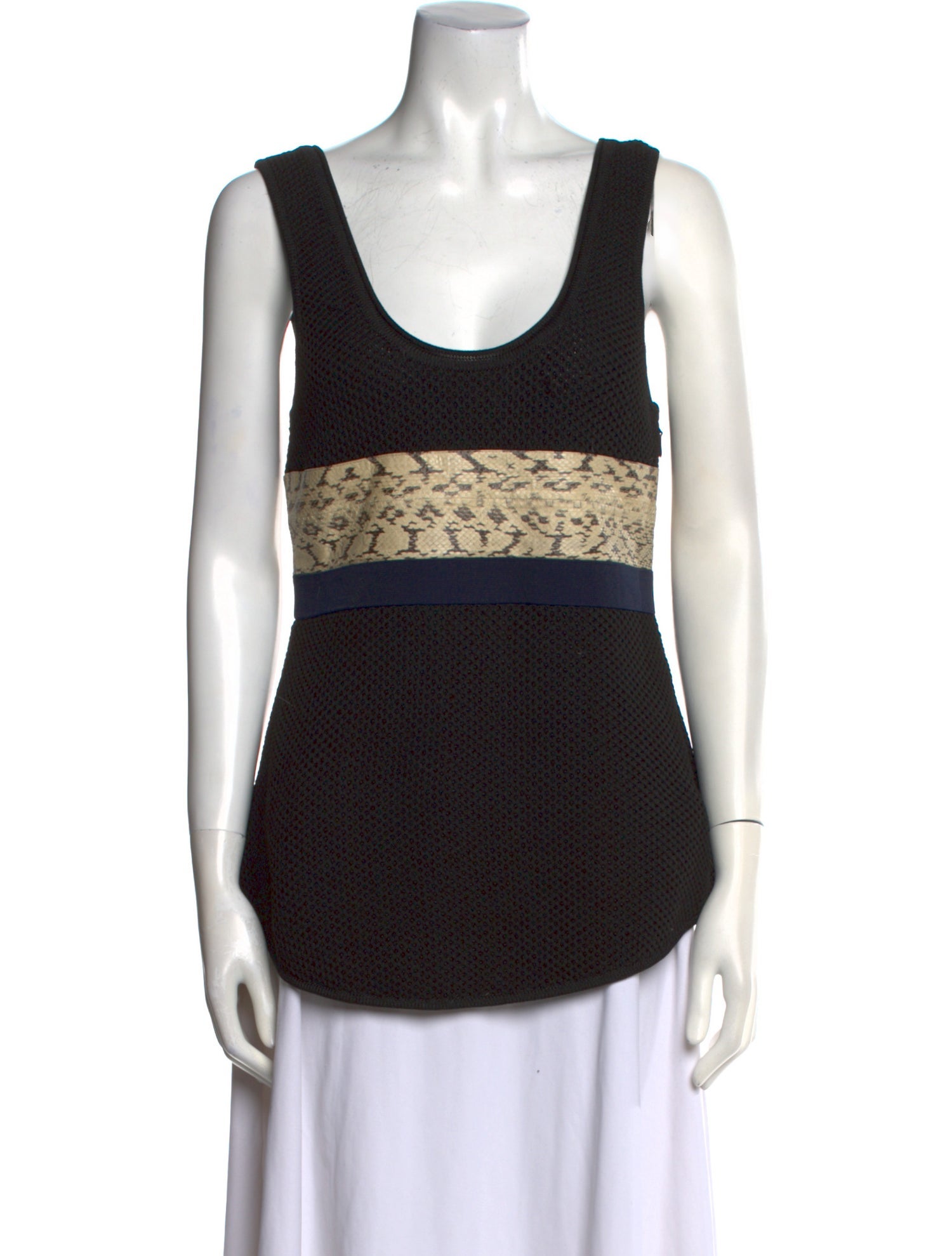 Proenza Schouler Colorblock Pattern Scoop Neck Top