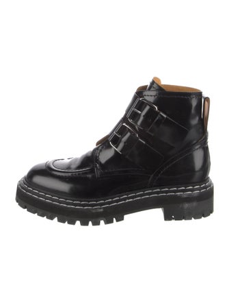 Proenza Schouler Patent Leather Printed Combat Boots