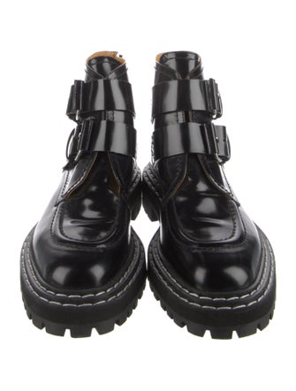 Proenza Schouler Patent Leather Printed Combat Boots