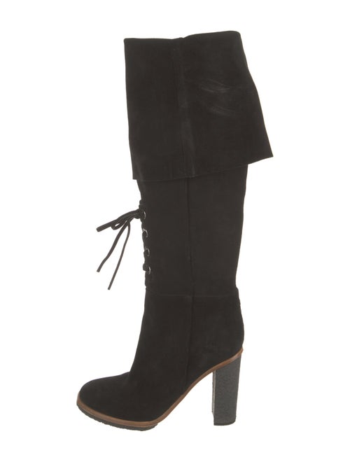 Proenza Schouler Suede Whipstitch Trim Lace-Up Boots