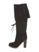 Proenza Schouler Suede Whipstitch Trim Lace-Up Boots