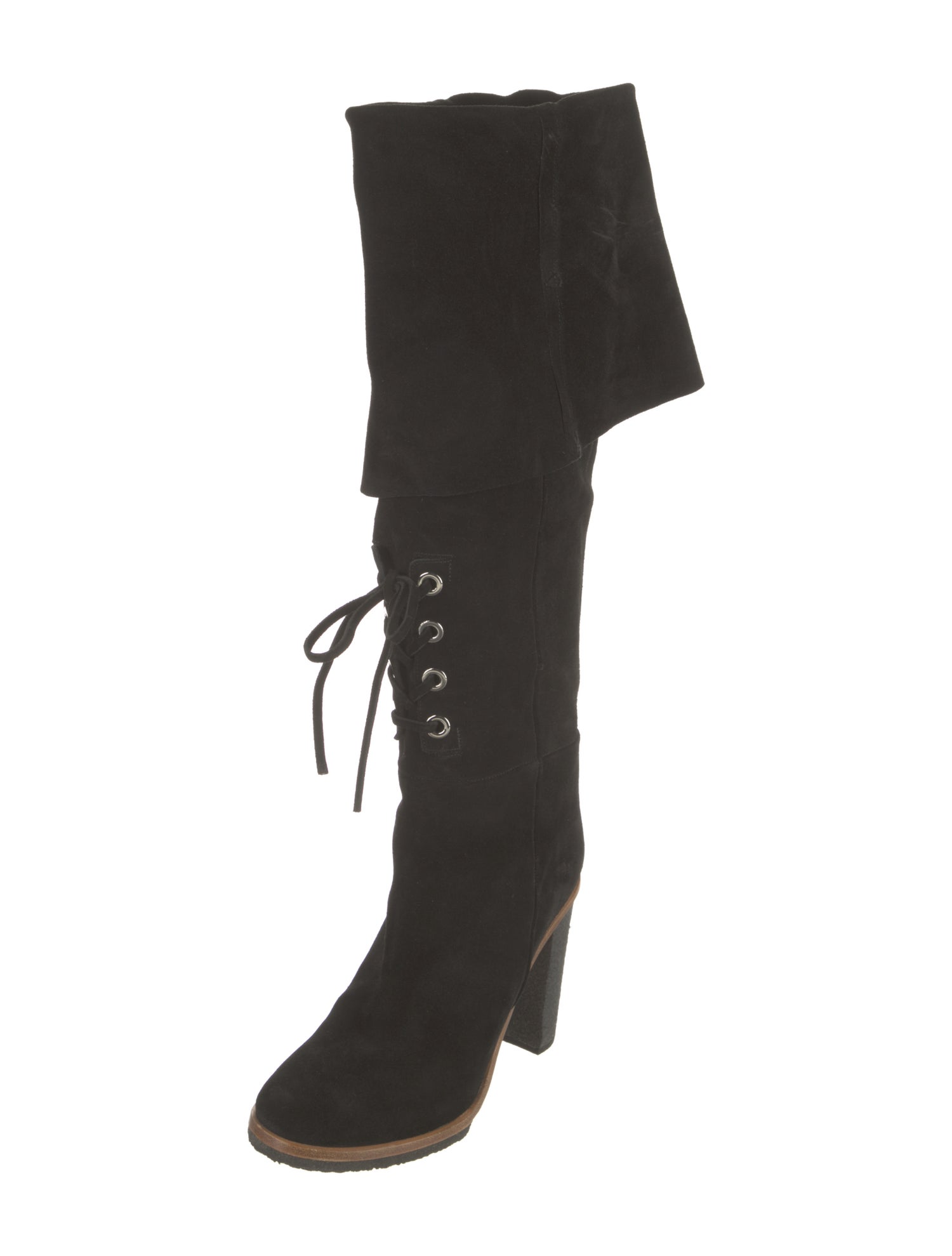 Proenza Schouler Suede Whipstitch Trim Lace-Up Boots