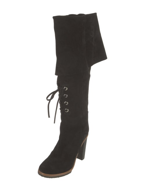 Proenza Schouler Suede Whipstitch Trim Lace-Up Boots
