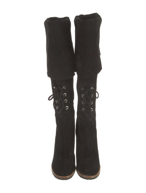 Proenza Schouler Suede Whipstitch Trim Lace-Up Boots