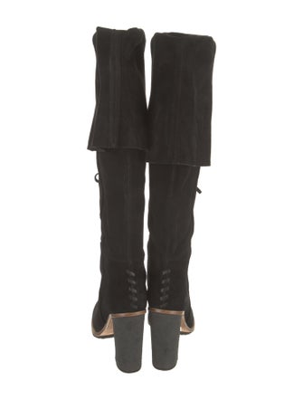 Proenza Schouler Suede Whipstitch Trim Lace-Up Boots