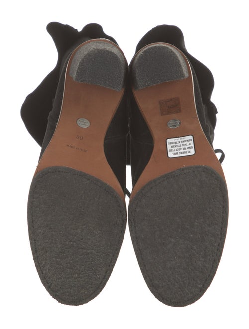 Proenza Schouler Suede Whipstitch Trim Lace-Up Boots