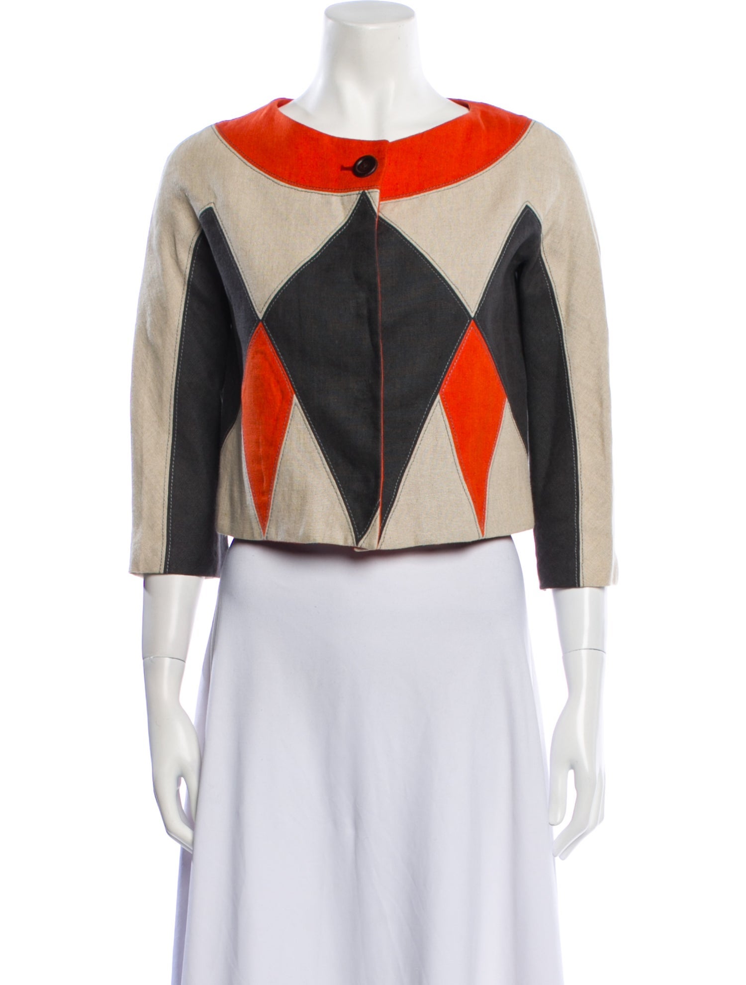 Proenza Schouler Linen Colorblock Pattern Evening Jacket