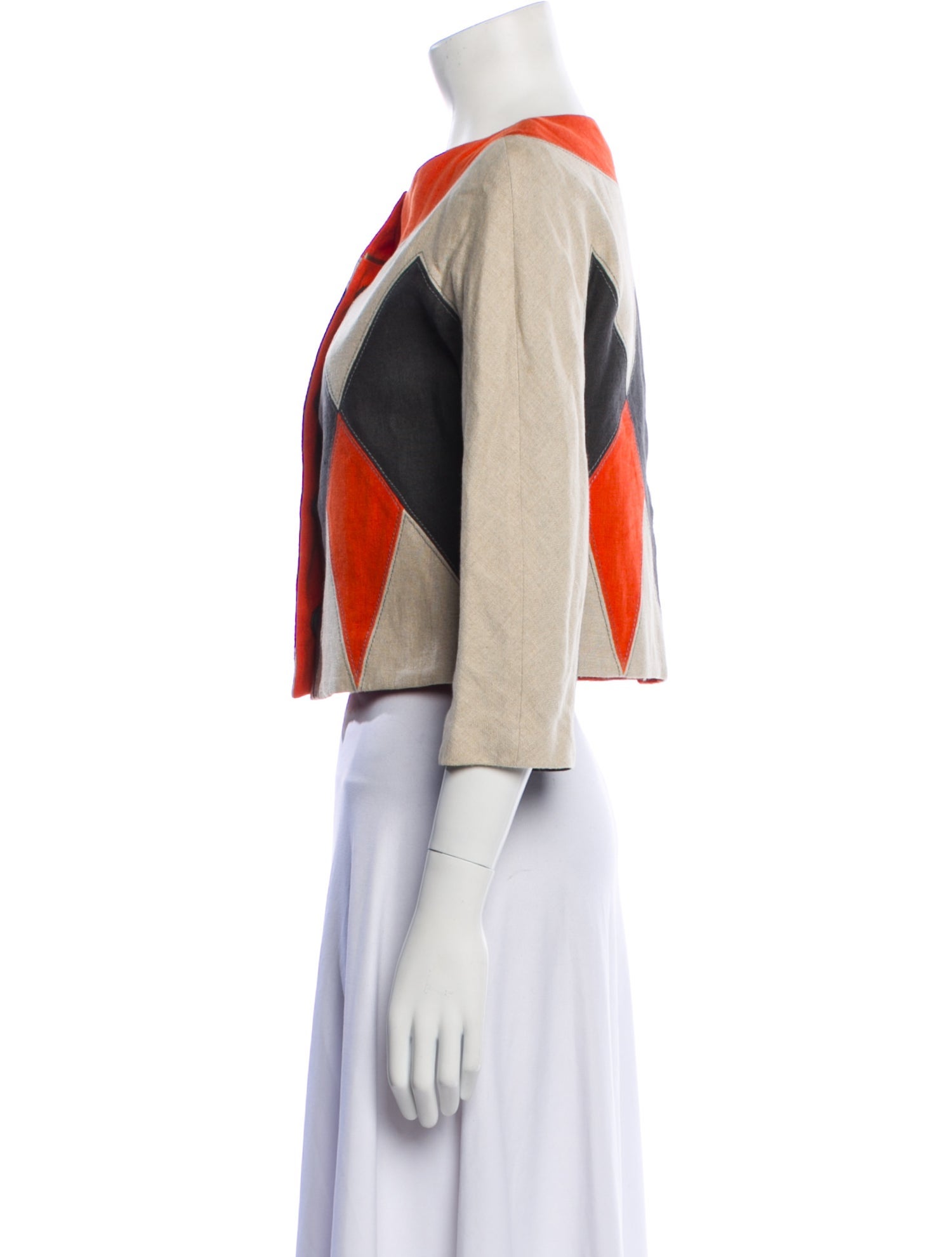 Proenza Schouler Linen Colorblock Pattern Evening Jacket