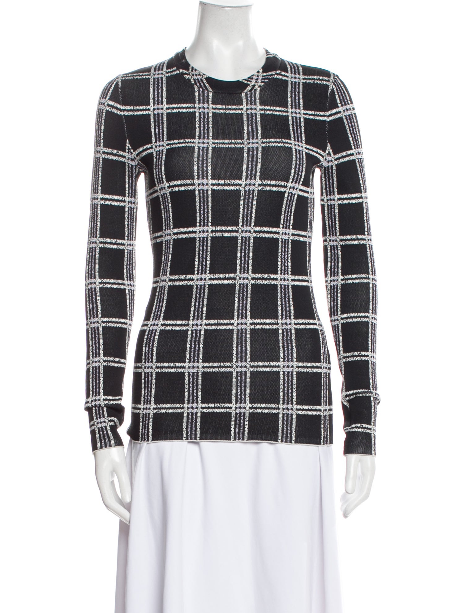 Proenza Schouler Plaid Print Crew Neck Top