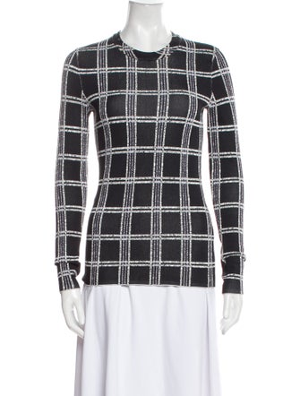 Proenza Schouler Plaid Print Crew Neck Top
