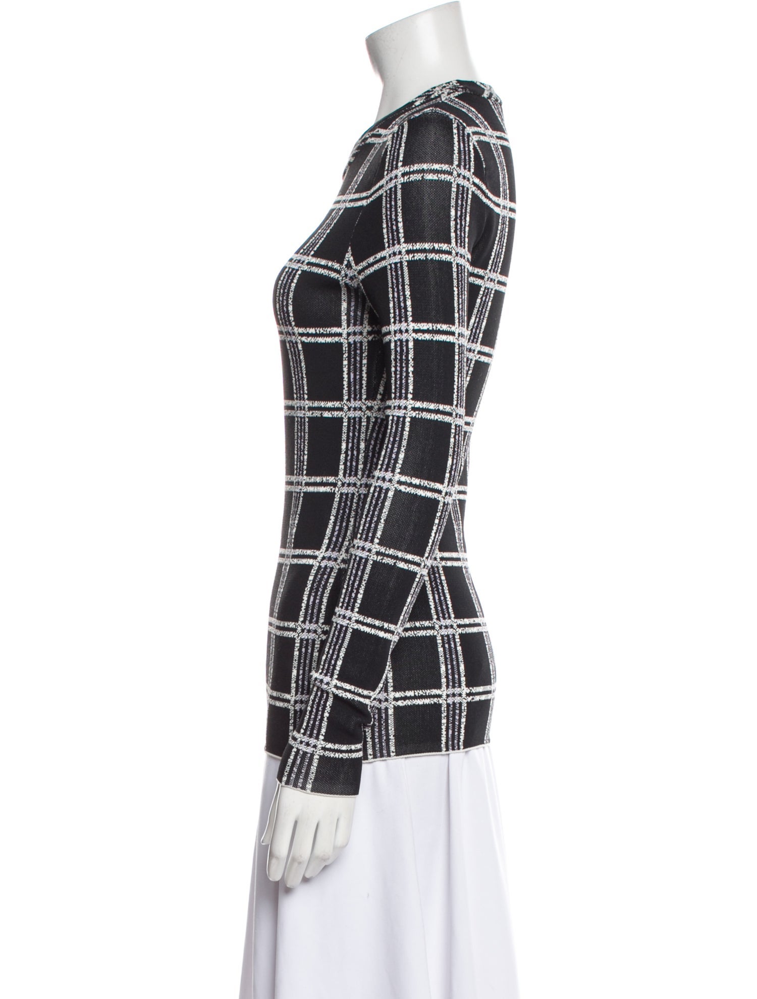 Proenza Schouler Plaid Print Crew Neck Top