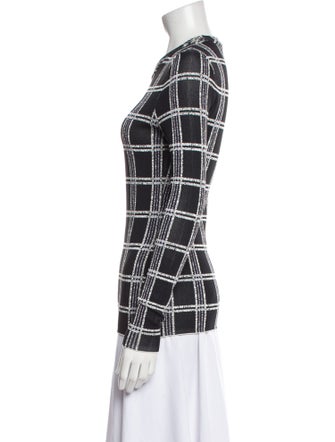 Proenza Schouler Plaid Print Crew Neck Top