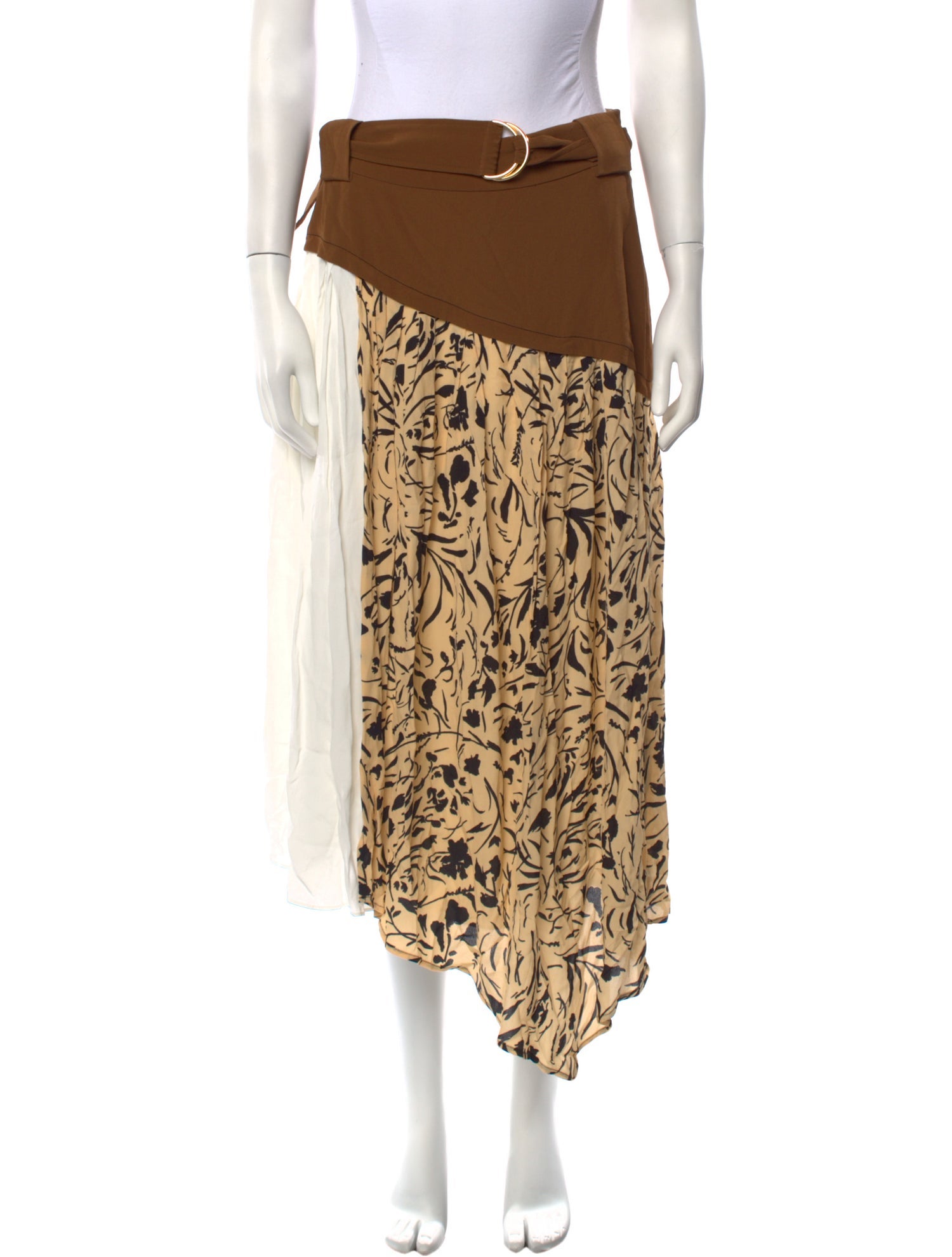 Proenza Schouler Colorblock Pattern Midi Length Skirt