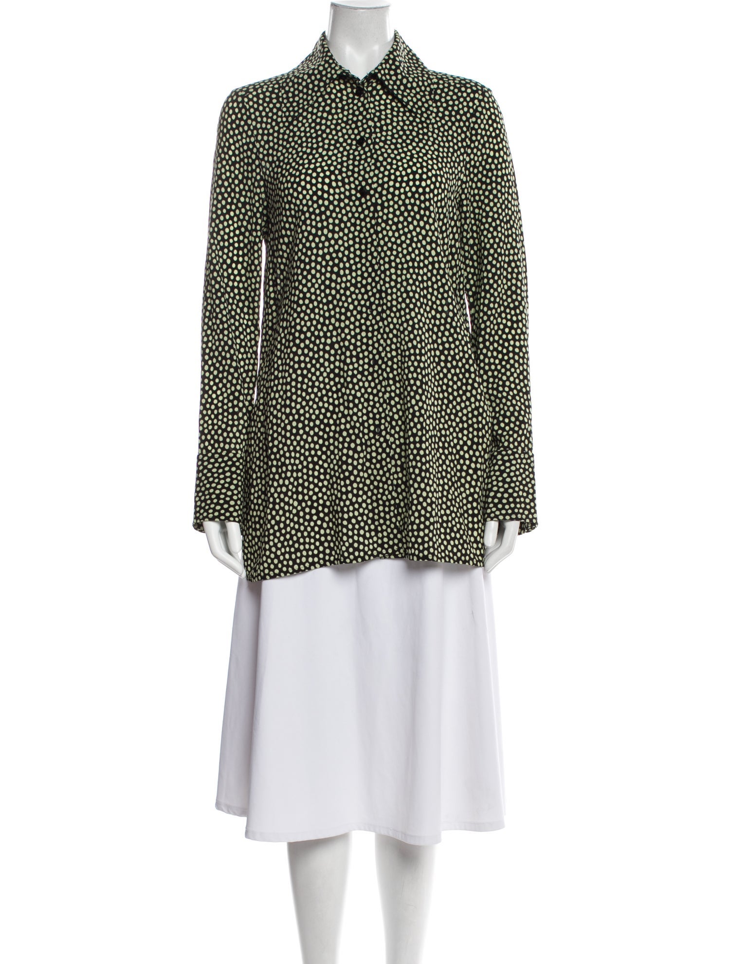 Proenza Schouler Polka Dot Print Long Sleeve Button-Up Top