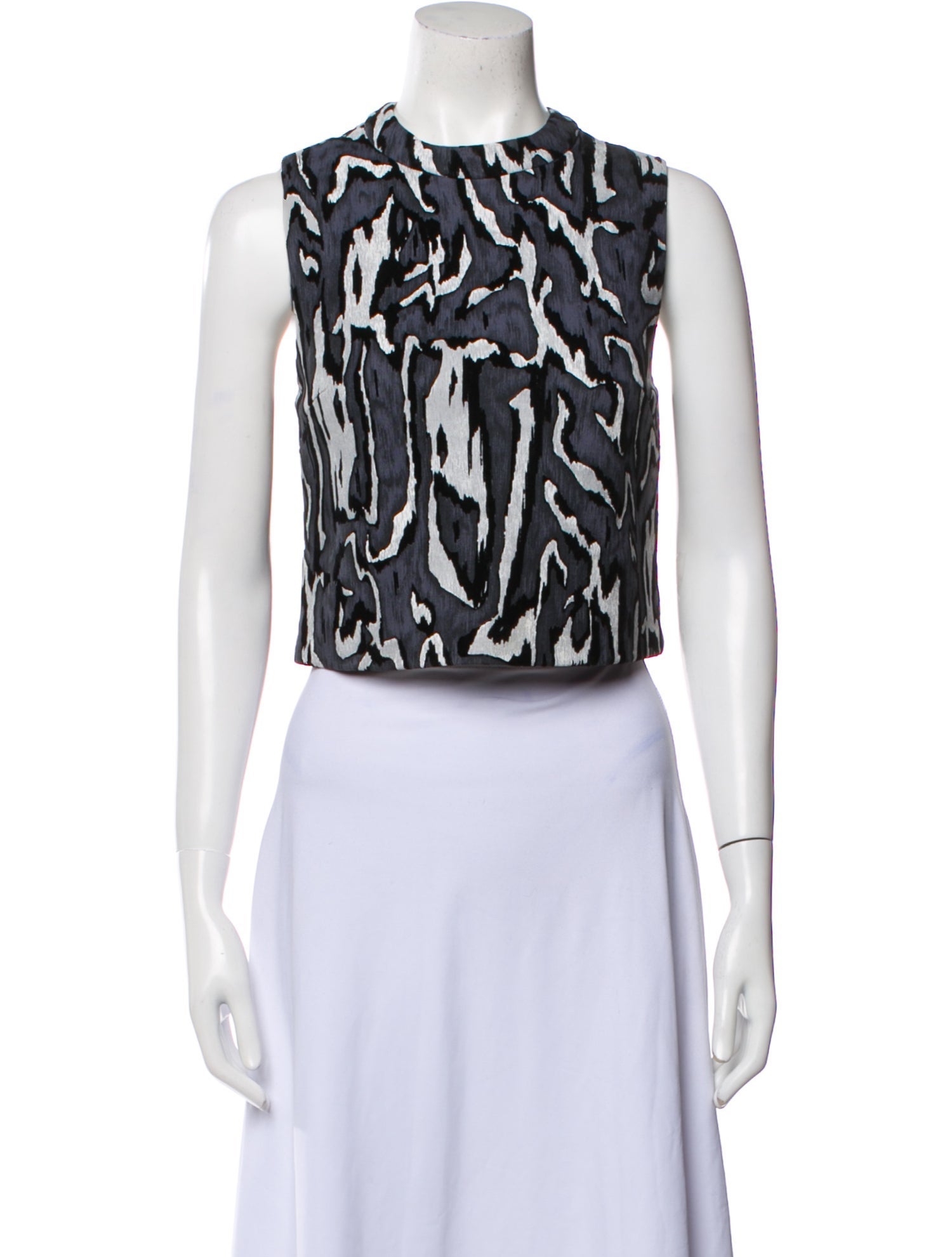 Proenza Schouler Animal Print Crew Neck Crop Top