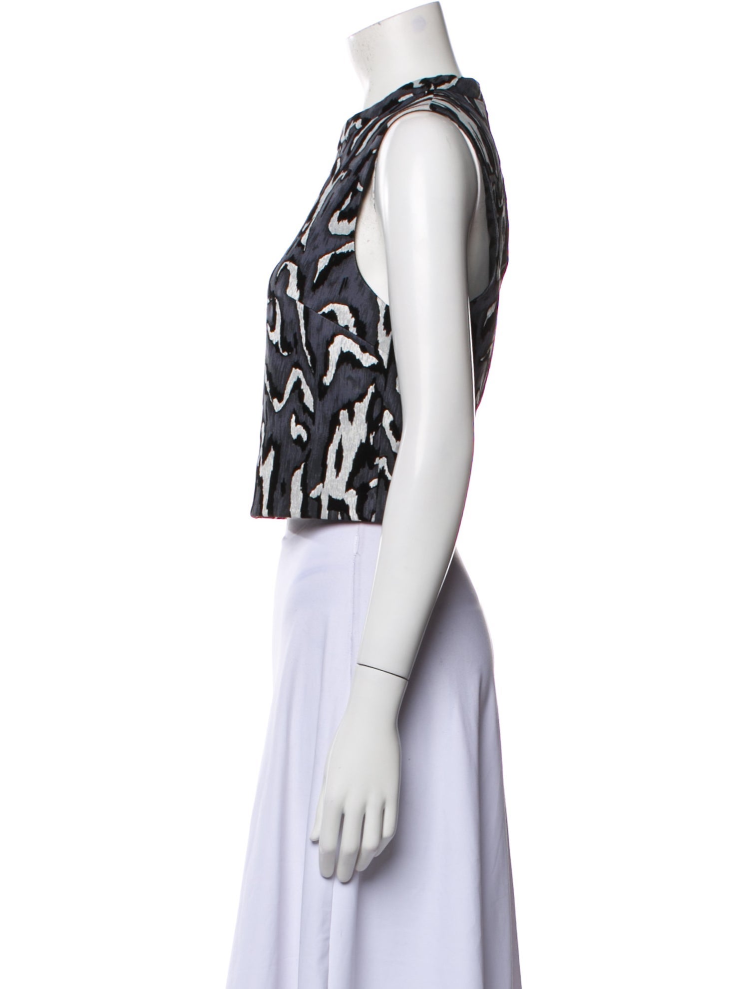 Proenza Schouler Animal Print Crew Neck Crop Top