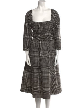 Proenza Schouler Plaid Print Midi Length Dress