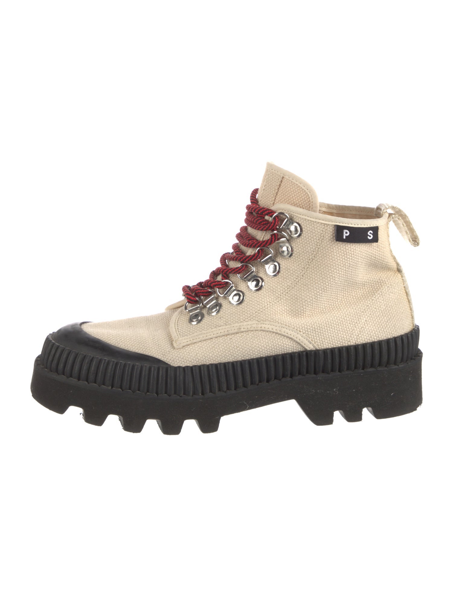 Proenza Schouler Canvas Colorblock Pattern Hiking Boots