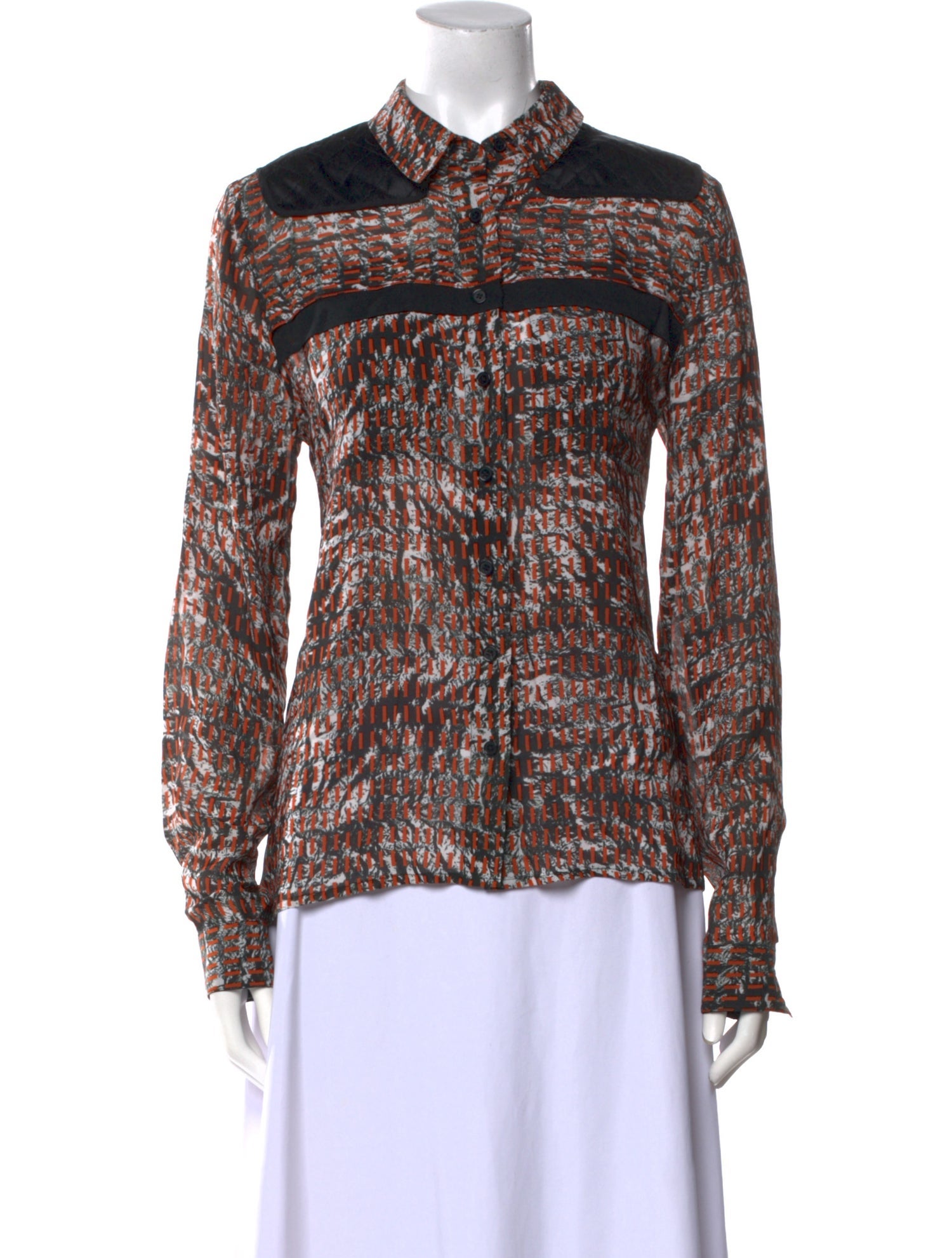 Proenza Schouler Silk Printed Button-Up Top
