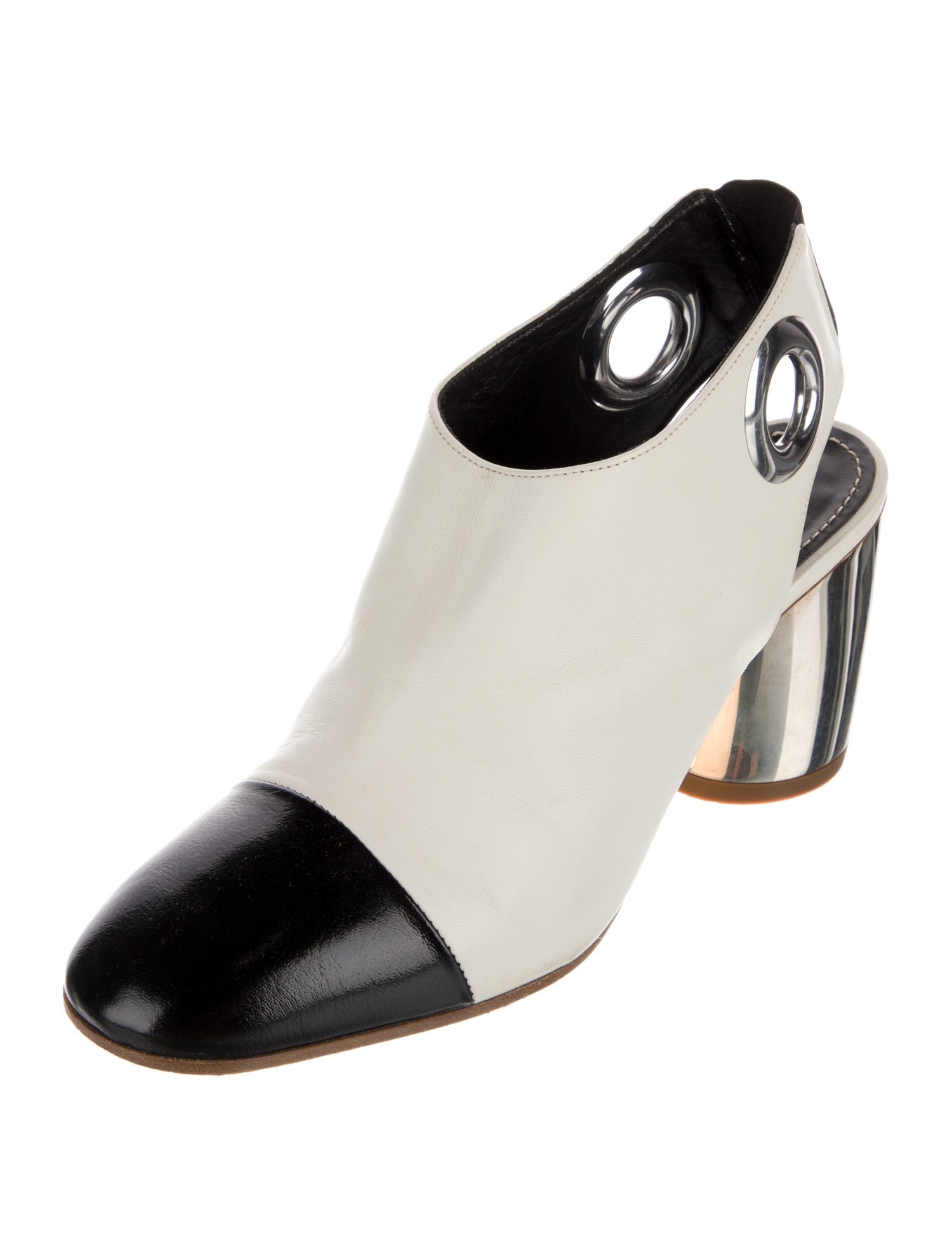 Proenza Schouler Leather Colorblock Pattern Slingback Pumps