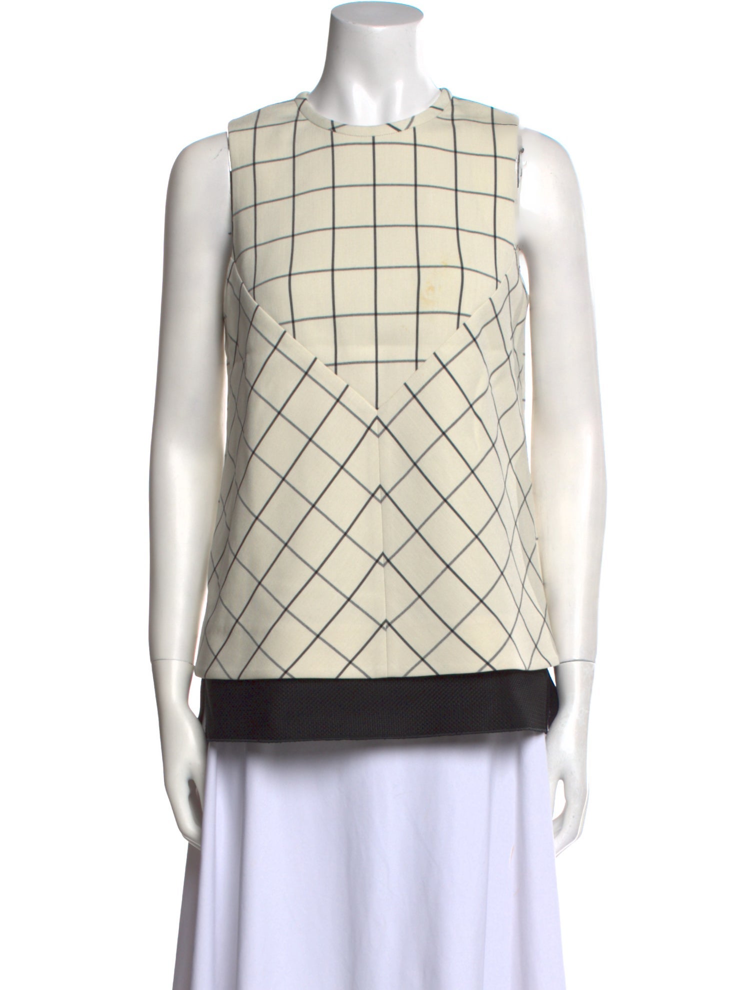 Proenza Schouler Plaid Print Crew Neck Top