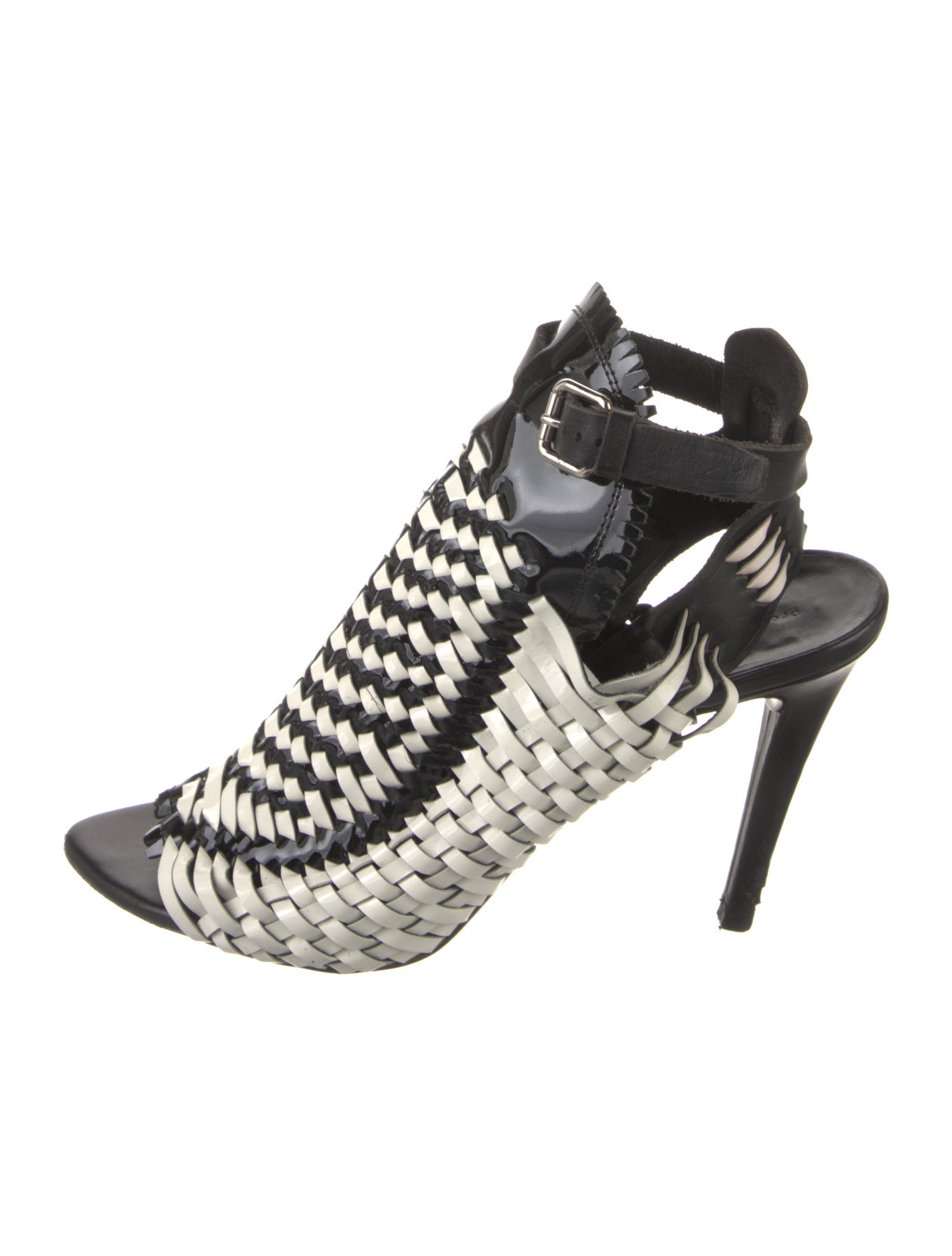 Proenza Schouler Leather Colorblock Pattern Slingback Sandals