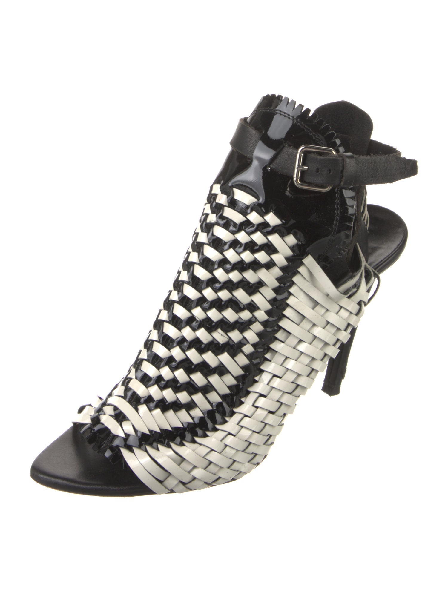 Proenza Schouler Leather Colorblock Pattern Slingback Sandals