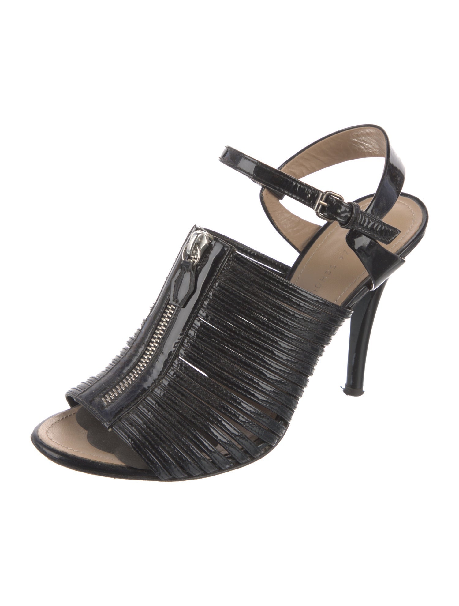 Proenza Schouler Patent Leather Cutout Accent Slingback Sandals