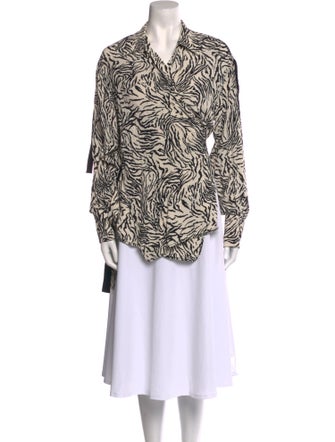 Proenza Schouler Printed Long Sleeve Button-Up Top