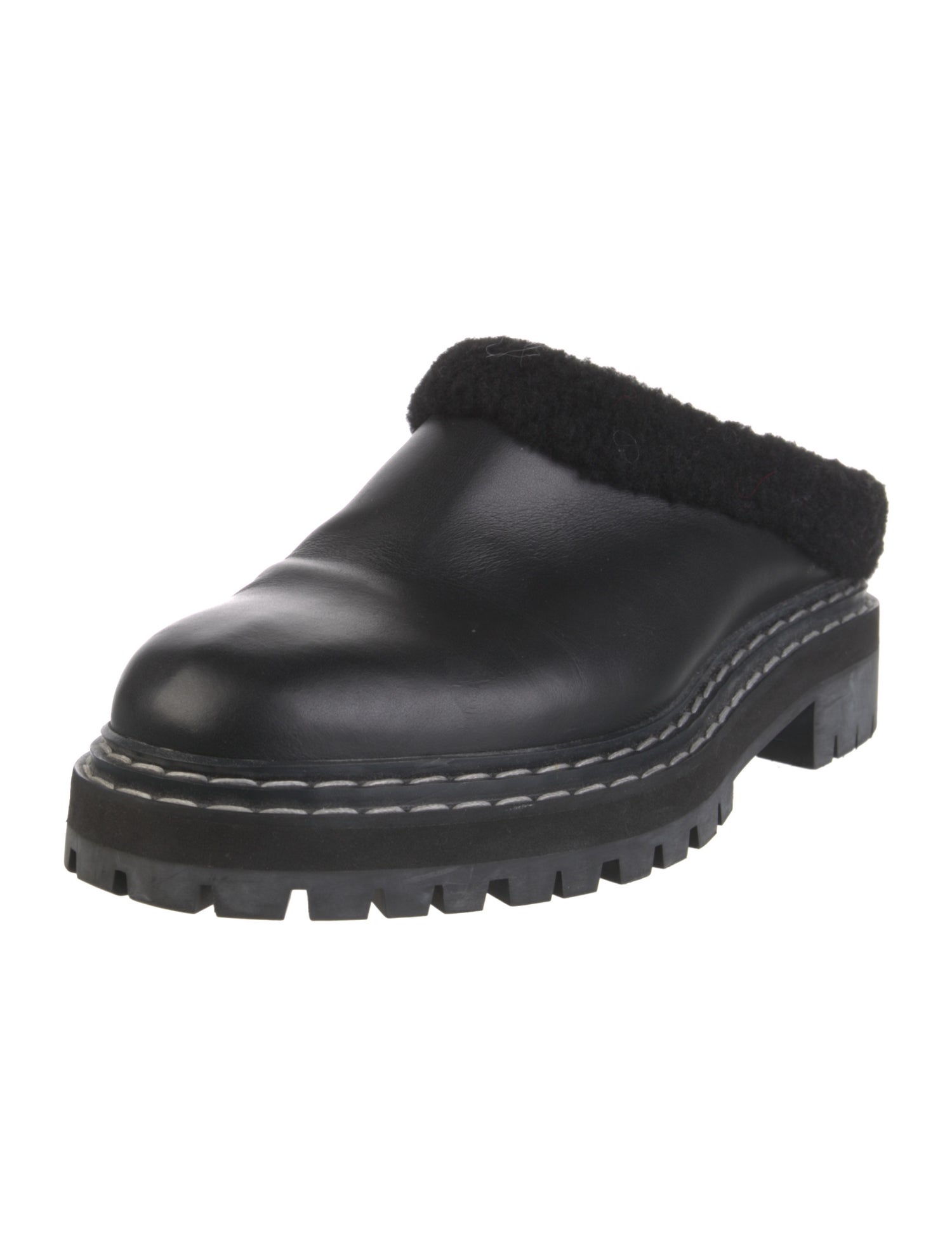 Proenza Schouler Leather Faux Fur Trim Mules