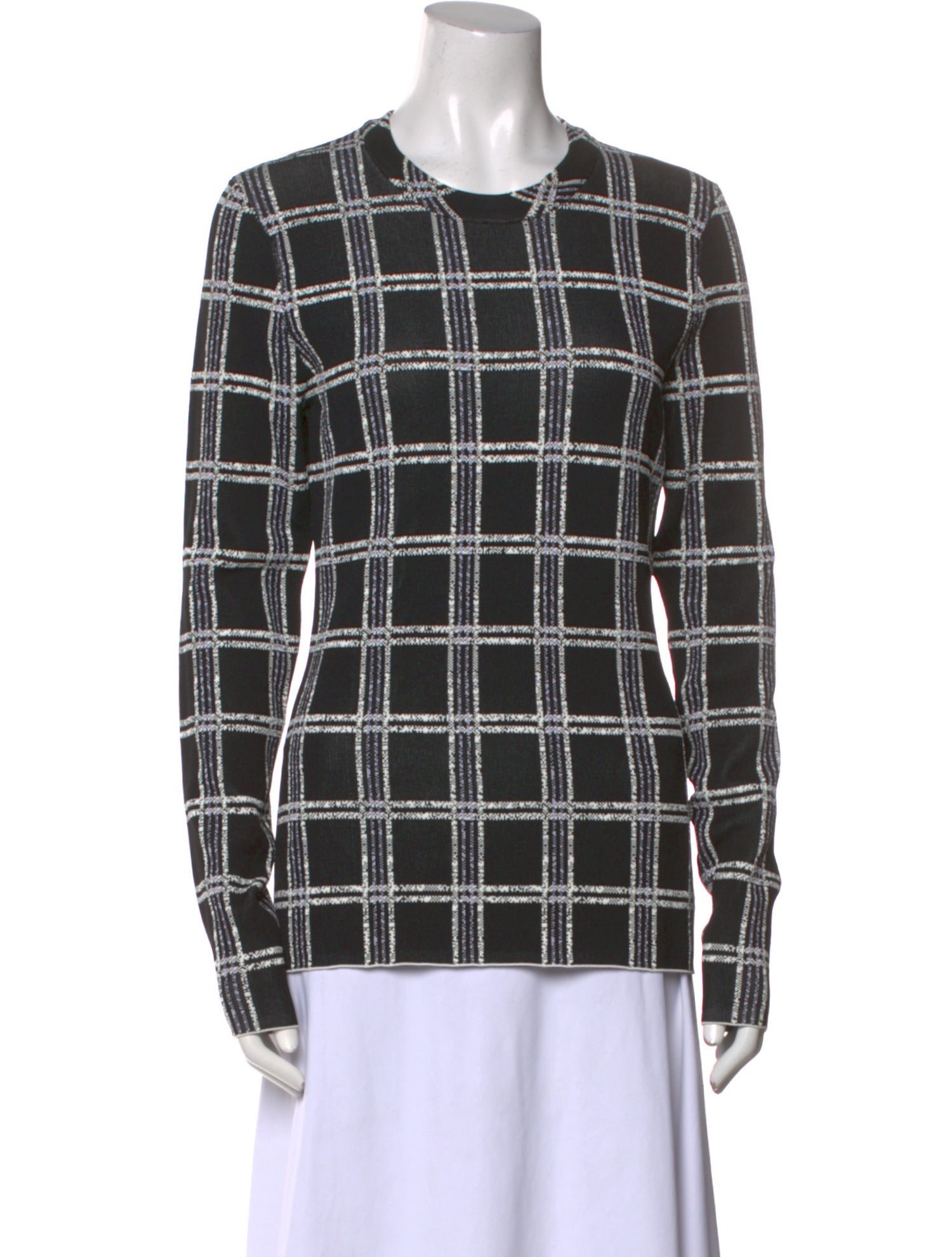 Proenza Schouler Plaid Print Crew Neck Top