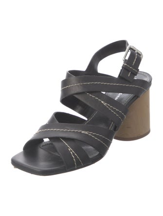 Proenza Schouler Leather Colorblock Pattern Slingback Sandals