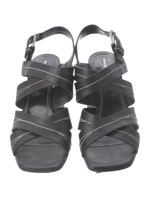 Proenza Schouler Leather Colorblock Pattern Slingback Sandals